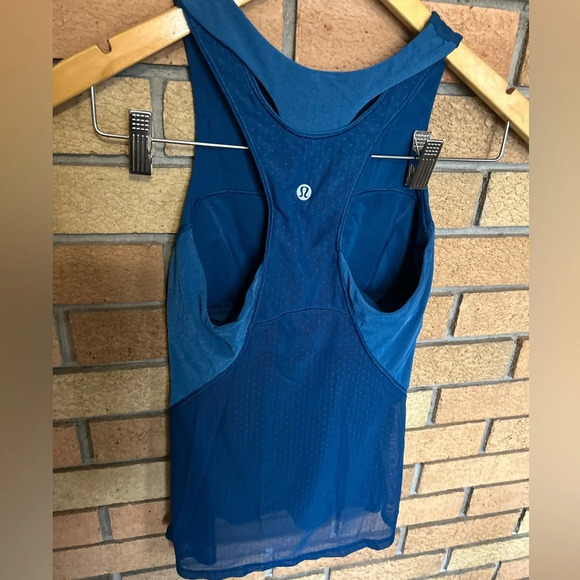 Lululemon Body Con Tank Poseidon Blue Mesh Back Size 4 W1AFDS - Picture 5 of 6